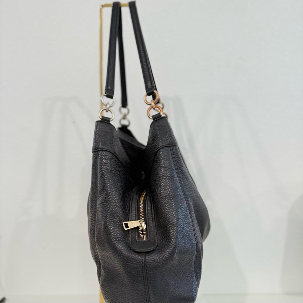 Coach Lexy Black Pebbled Leather Purse Shoulder Bag Hobo Tote F23511 - Picture 7 of 15